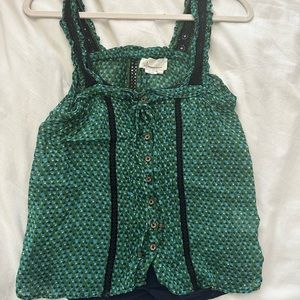 Anthropologie Boho Chiffon Top with Crochet Straps